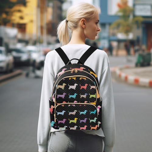 Image of ALAZA Funny Dachshund Dog Puppy Women Backpack Purse Ladies Fashion Shoulder Bag Daypack Travel Bag 7.5L