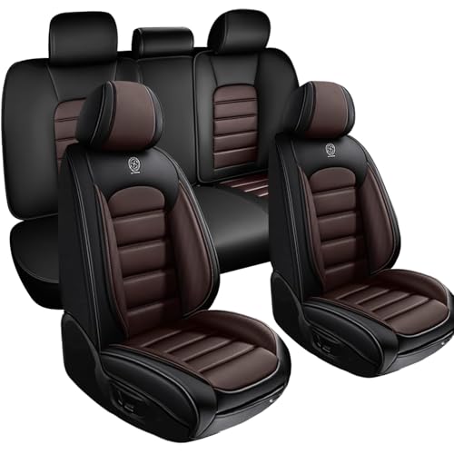 Image of Nappa Leather Seat Covers for Ford Bronco Sport 2021-2024,Car Seat Covers Full Set,Waterproof Seat Protectors Auto Seat Covers,Breathable Nonslip Interior Cover Seats for Cars(Black and Coffee)