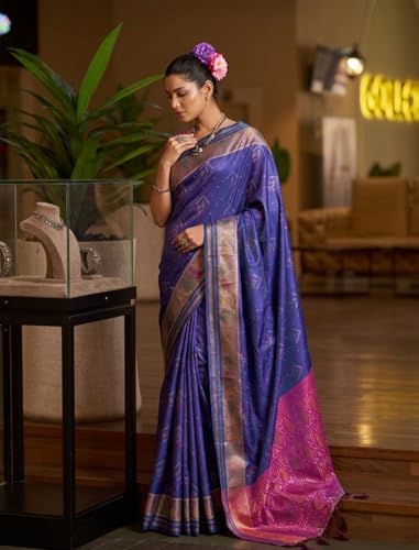Image of MADHUHANSH Women's Cotton Linen Saree with Unstitched Blouse Piece and Solid Pattern | Mithila Painting Saree | Saree for Haldi Ceremony