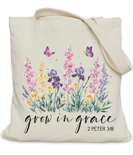 Image of Aesthetic Christian Gifts Tote Bag for Church, Religious Tote Bag for Bible Study, Medium Size with Inner Pocket