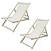 ECD Germany 2X Sedia Sdraio Pieghevole in Legno di Pino e Tessuto Oxford - Fino a 120 kg - Colore Beige - Lettino Prendisole Spiaggia Balcone Giardino Terrazza Piscina Spiaggina da Esterno Resistente