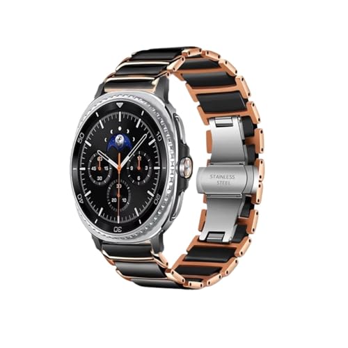 �ɓK������Samsung Galaxy Watch 8 /44mm /40mm 8 Classic /46mm/ Ultra 2025 /47mm�ɓK������Z���~�b�N+���^���X�g���b�v(Rose gold black,For Galaxy Watch 8 