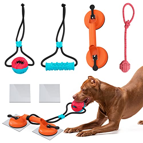 SELAPET Dog Suction Cup Toy - Tug of War Style with Rope, Dogs Interactive Ball, Large Aggressive Chewers & Puppy - Wear-Resistant Pull, Teeth-Cleaning Chew, Multifunctional Design