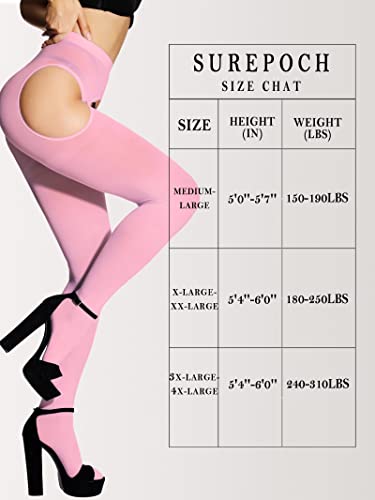 Image of SUREPOCH Suspender Tights for Women Plus Size Garter Belt White Control Top Pantyhose