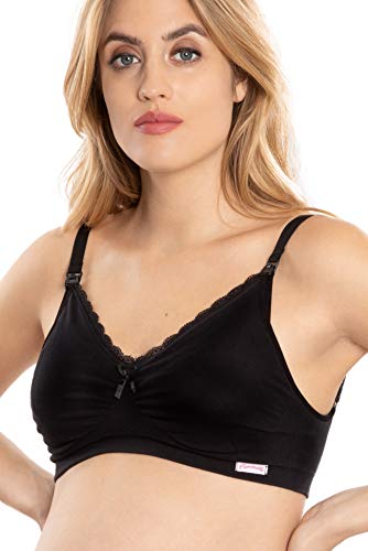 MAMARELLA Still BH aus Bio Baumwolle ohne Bügel Seamless schwarz XL, komfortabel auch als Schwangerschafts BH und Schlaf BH, besonders flexibel durch 6 Häkchenreihen Cover