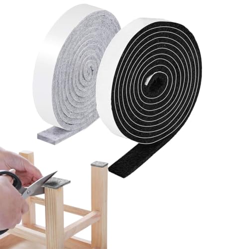 OQKAHIV Lot de 2 Rouleaux de Feutrine Autocollante pour Meubles (100cmx2cm), Patins en Feutre Protecteurs avec Adhésif pour Une Protection Facile, Épaisseur...
