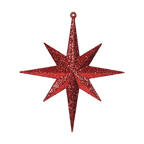 Vickerman 8" Red Iridescent Glitter Bethlehem Star Christmas Ornament, 4 per Box