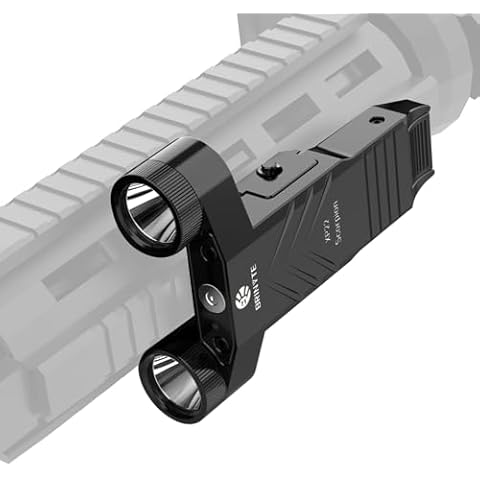 Brinyte XP22 1300 Lumens LED Tactical Flashlight with Strobe, Low Profile Compact Weaponlight for Picatinny Rail Mount with Built-in Pressure Switch, Magnetic USB Rechargeable,Black Cover