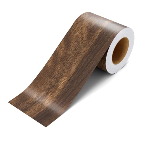 Wallink Brown Walnut Wood Grain Mirror Frame Border Peel and Stick Wallpaper Border Trim 3'×236' Walnut Textured Wood Wallpaper Borders Wooden Mirror Repair Tape for Bathroom Skirting Picture Frame