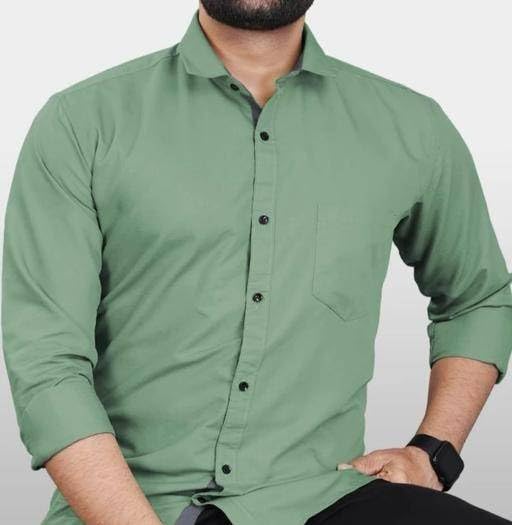 Image of Mahima Ethnic Centre's Men's Solid Formal Shirt Cotton Slim Fit Business Casual Button Down