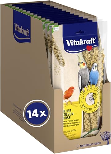 Vitakraft Vita Nature Mijo Amarillo, mijo para todos los pájaros, para una actividad adecuada a la especie, snack para pájaros, sin azúcar añadido (14 x 100g)