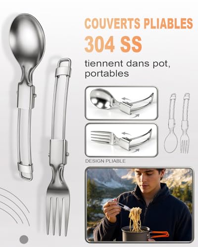 Ustensiles compact pour randonnée et kit vaisselle camping - 5