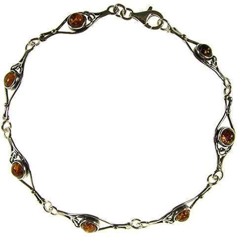 7" inch/18cm Baltic amber and sterling silver 925 cognac bracelet jewellery jewelry Cover