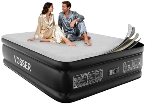 VOSSER Air Mattress with Built-in Pump,Queen 18'' Foam Topper Blo...