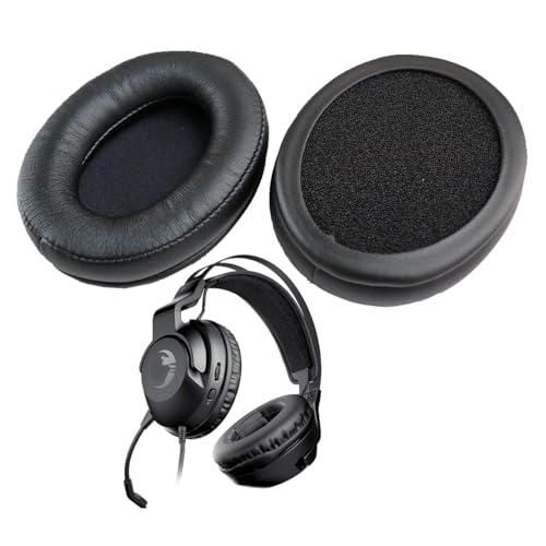 V-MOTA Ersatz-Ohrpolster für Roccat ELO X, ELO 7.1 Air, ELO 7.1 USB, Khan Pro, Khan Aimo 7.1 Gaming-Headset (Leder, schwarz, dick 20 mm)
