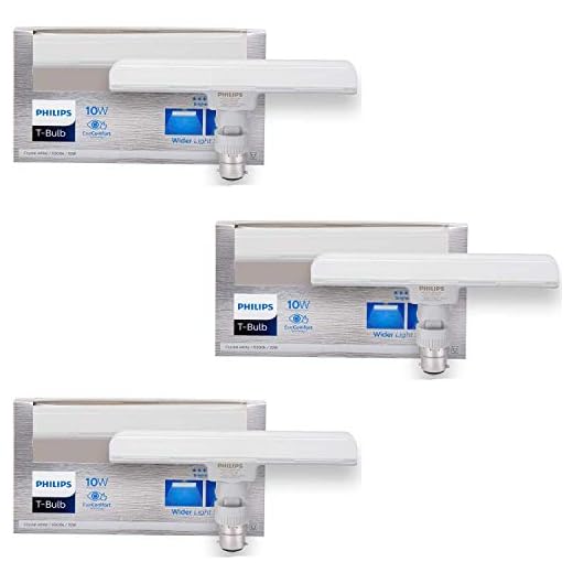 Philips T Bulb 10 Watt LED Bulb, Base B22 (White, Pack of 3)