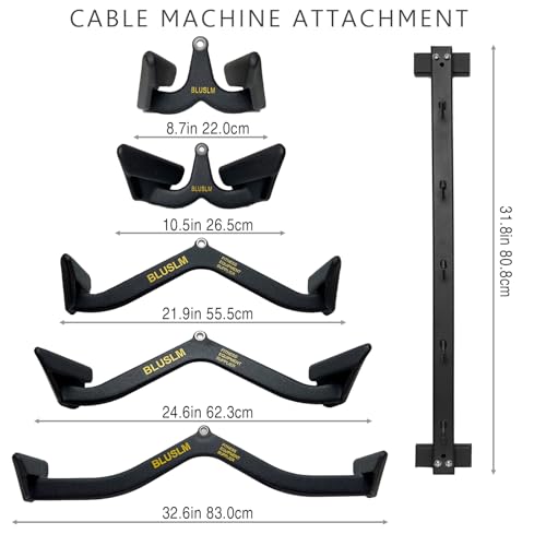 Image of BLUSLM Lat Pull Down Bar T bar Row Attachment, V Bar Tricep Lat Pulldown Attachments, Back Strength Training Bar for Home Gym Exercise Cable Machine Attachments