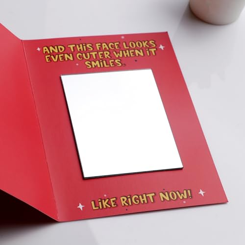 Image of Oye Happy - Cute Person Mirror Card - Romanitc Greeting Card for Girlfriend, Wife, Husband, Boyfriend, Couples, Fiance - Best Anniversary Gift for Spouse - Funny Card for Birthday, Anniversary & Valentine's Day