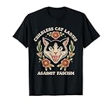 Childless Cat Lady Against Fascism Feminist Funny Cat 2024 T-Shirt