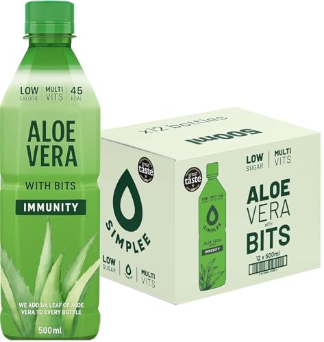 Aloe Vera Drink with Pulp 12 x 500ml (Original) Refreshing & Hydrating Low Sugar Enriched with Multi-Vitamins Supports Digestion & Immunity By Red Rainbow