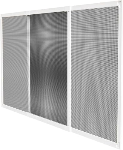 Amig - Ausziehbares Moskitonetz für Fenster | Werkzeuglose Montage | Passt in den Rollladenschlitz | 100 x 70 cm | Verstellbar bis zu 190 cm | Weißes Aluminium und graues Glasfasernetz
