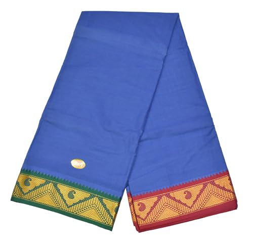 Image of TUNI MANI Men's Panchakacham Dhoti with Angavasthram Towel, Jari Border, 100% Cotton, Size: 9 X 5 (4.0mtr Dhoti, 2.25mtr Towel) (Unstitched)
