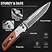 NedFoss DA52 Pocket Knife for Men, 5'' Large Folding Knife, 11'' Survival Knife with Rosewood Handle, Safety Pin, Pocket Clip, Liner Lock