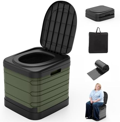 CAMPERFECT XXL Portable Toilet for Adults, Upgraded Camping Toile...