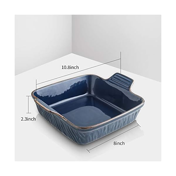 Koov ceramic bakeware 8×8 baking dish square baking pan ceramic baking dish brownie pans for cake dinner kitchen texture series aegean  urban country home decor