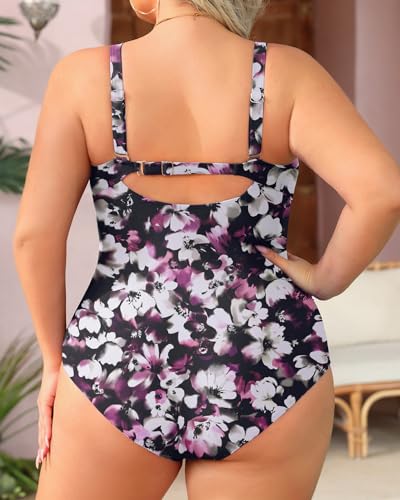 Image of Aqua Eve Womens Plus Size One Piece Swimsuit- Tummy Control Bathing Suit Full Coverage Swimwear