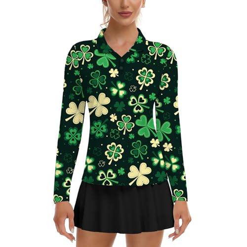 Image of Soneven Womens Golf Shirts Moisture Wicking V Neck Long Sleeve Polo Shirts Collared Tops
