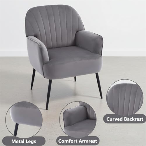 Sillón moderno terciopelo gris miniatura 5