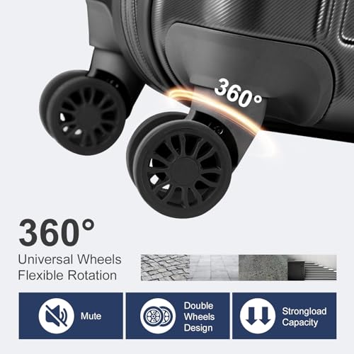 2 Piece Luggage Set, 20" Carry-On Expandble Luggage Hardside Lightweight Suitcase, 14" Mini Cosmetic Cases Checked Luggage for Travel4