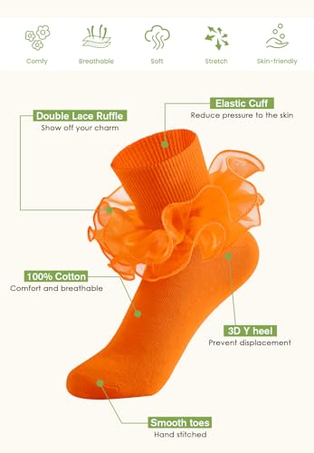 Image of Komorebi Big Ruffle Ankle Socks Women-Lace Frilly Cute Socks-Soft Cotton Girls Sock