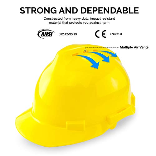 NEIKO 53880A 5-in-1 Forestry Safety Helmet with Hearing and Face Shield Protection | Heavy Duty Construction Hard Hat | Removable Ear Muffs | Steel Mesh and Polycarbonate Visors | Adjustable Size