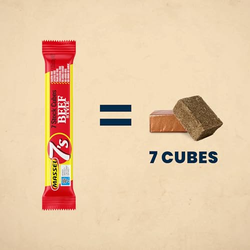 Massel Beef Style Broth Bouillon Cubes - Gluten Free, Low FODMAP, MSG Free, Dairy Free, Non-GMO & Vegan - All Natural Soup Base & Seasoning (1 Pack, 7 Cubes)