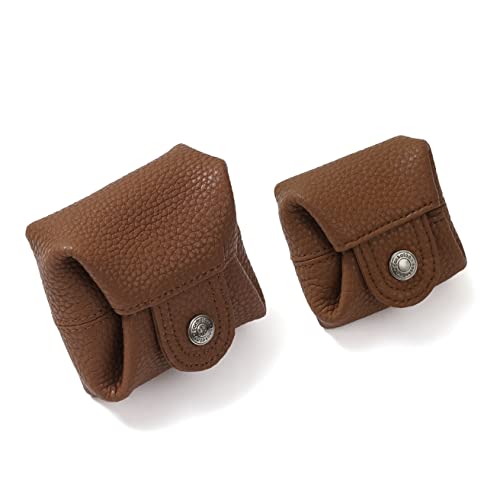Image of Cockatoo Genuine Leather Coin Pouch Change Holder, Mini Snap Pocket Wallet for Men Women (Brown, Set of L&S)