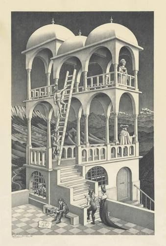 Peinture sur toile M.C. Escher Belvédère, impression artistique haut de gamme 50x90
