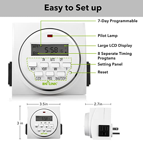 BNLINK 7 Day Heavy Duty Digital Programmable Timer, FD60 U6, 115V