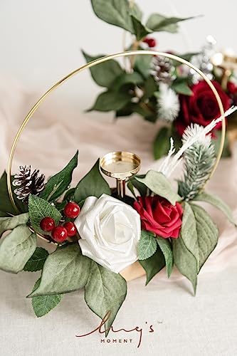 Lings-Moment-Candle-Holder-Hoop-Wreath-Floral-Centerpieces-for-Sweetheart-Table-Head-Table-Ceremony-Reception-Artificial-Flowers-Wedding-Christmas-Decorations-Set-of-3White Lings Moment Candle Holder Hoop Wreath Floral Centerpieces for Sweetheart Table Head Table Ceremony Reception Artificial Flowers Wedding Christmas Decorations Set of 3White
