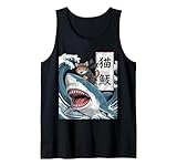 Cat and Shark Funny Art shirt Cat Eating Shark Fun