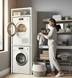 Arredo Stock Colonna Lavatrice Asciugatrice Doppia, Mobile Lavanderia Salvaspazio con Ripi...