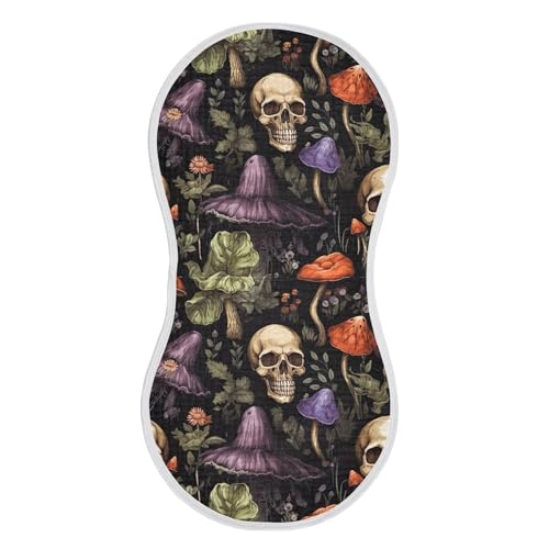 xigua Skeleton Mushrooms Baby Burp Cloths for Newborn Boys and Girls 2 Pack, Soft & Absorbent Cotton Baby Burp Cloth, Baby Washcloths, Newborn Towel, Burp Rags