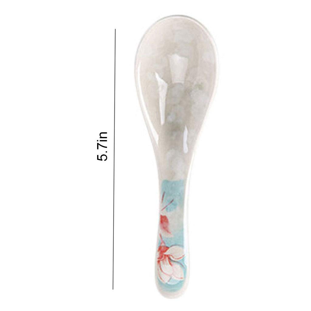 Cuillères à Soupe en céramique, cuillère à Riz Domestique, Style Japonais, créative, Mignonne, Petite cuillère à Soupe, Ensemble de 10 cuillères de Service,B