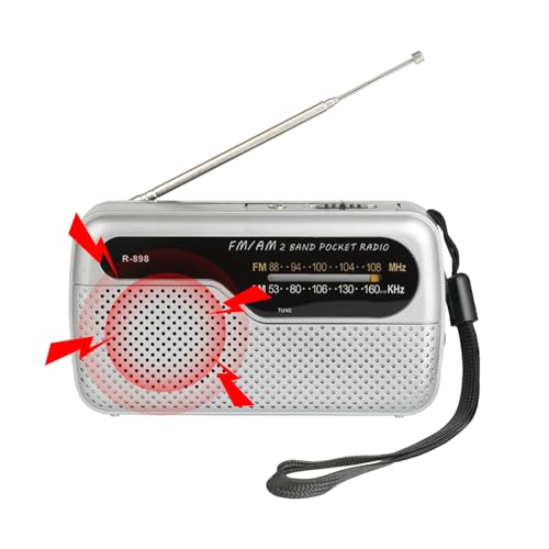 Radio A Pilas | Radio Personal,Electrónica Portátil con Altavoz Inalámbrico e Indicador para Viajar, Trabajar, Exteriores, Gimnasio, Conducir y Excursionismo