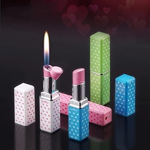 Miniatura 2 de Encendedor de butano para mujeres, creativo lápiz labial, accesorio para fumar butano, encendedor de cigarrillos, recargable, ajustable, de metal,