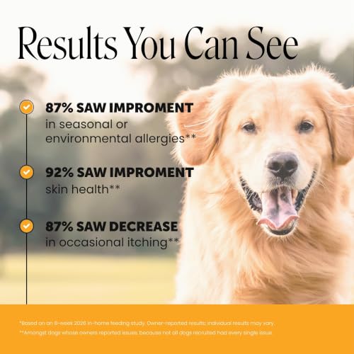 Image of Pet Honesty Dog Allergy Chews - for Paw Licking, Itching & Seasonal Allergies - with Colostrum, Probiotics & Salmon Oil - Vet Recommended Itch Relief Supplement for Dogs (Peanut Butter, 90 Ct)