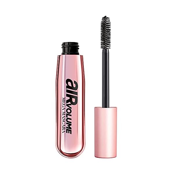 LOreal-Paris-Lightweight-Mega-Volume-Washable-Mascara-Black-Washable-Black-03-Fl-Oz L'Oreal Paris Makeup Air Volume Mega Mascara, Lightweight & Long-lasting Volumizing Mascara for Voluminous Eyelashes, Washable Black, 0.3 Fl Oz