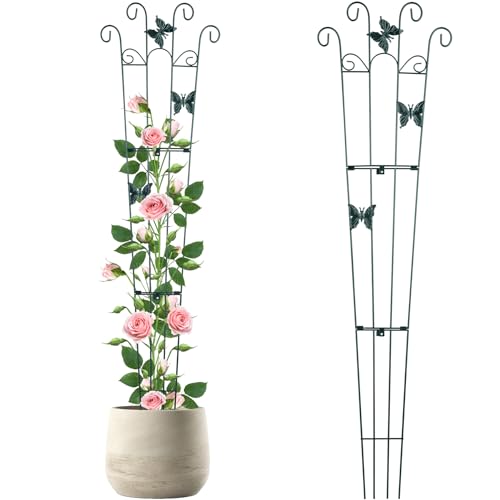 NiHome Foldable Metal Garden Trellis for Climbing Plants, 113x30cm Rust-Resistant Iron Wire Screen for Outdoor & Indoor Use, Easy Installation Plant Support for Vegetables, Roses & Vines