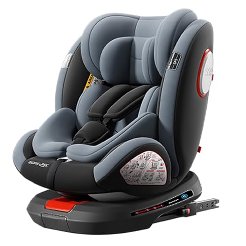 Reenborn 360° Giratorio Silla Coche, Altura e Inclinación Ajustables Silla Coche Bebe, Anticolisión Sillita Bebe Coches, Fácil de Limpiar Sillita Bebes Coches (Grey without Foot Rest Frame)